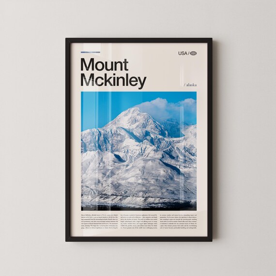 Mount McKinley Alaska Wide Snowy Summit Daytime Photography Poster