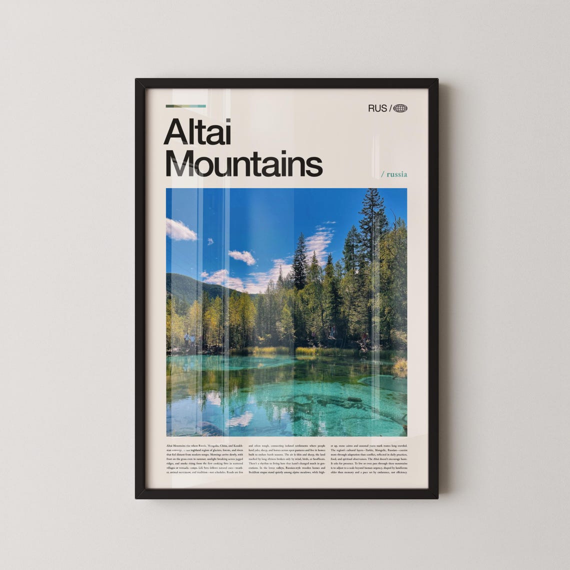 Altai Mountains Russia Turquoise Lake Pine Forest Travel Poster