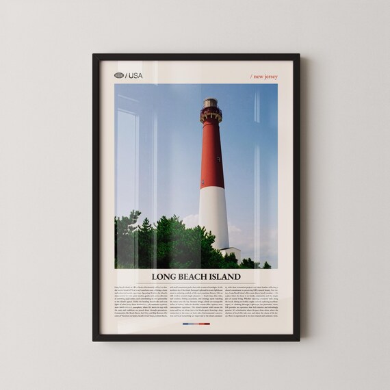 Long Beach Island New Jersey Lighthouse Coastal Travel Poster