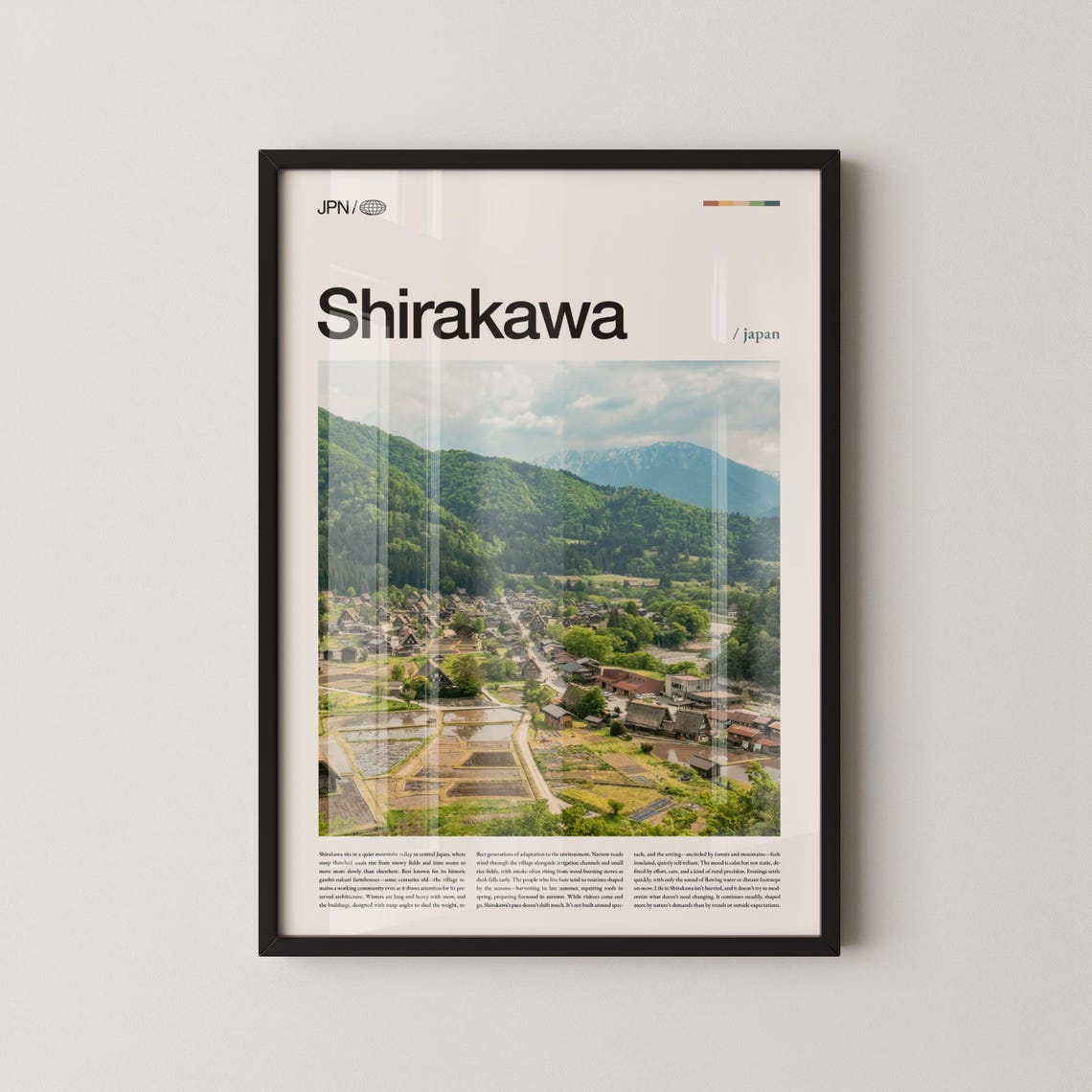 Shirakawa Japan Mountain Village Valley Summer Travel Poster