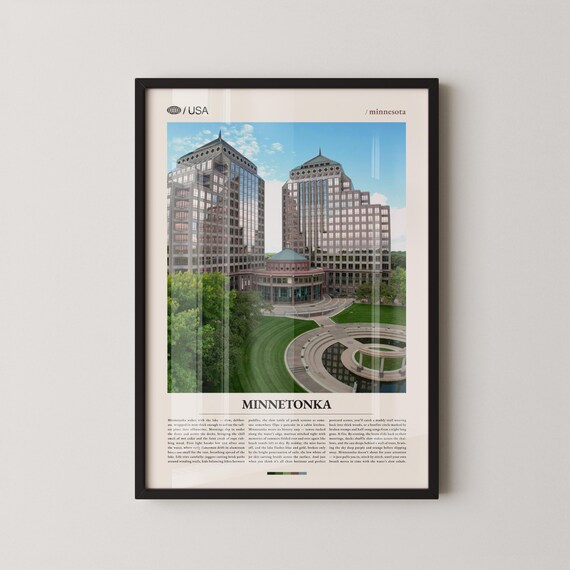 Minnetonka Minnesota Downtown Glass Towers Retro Travel Poster
