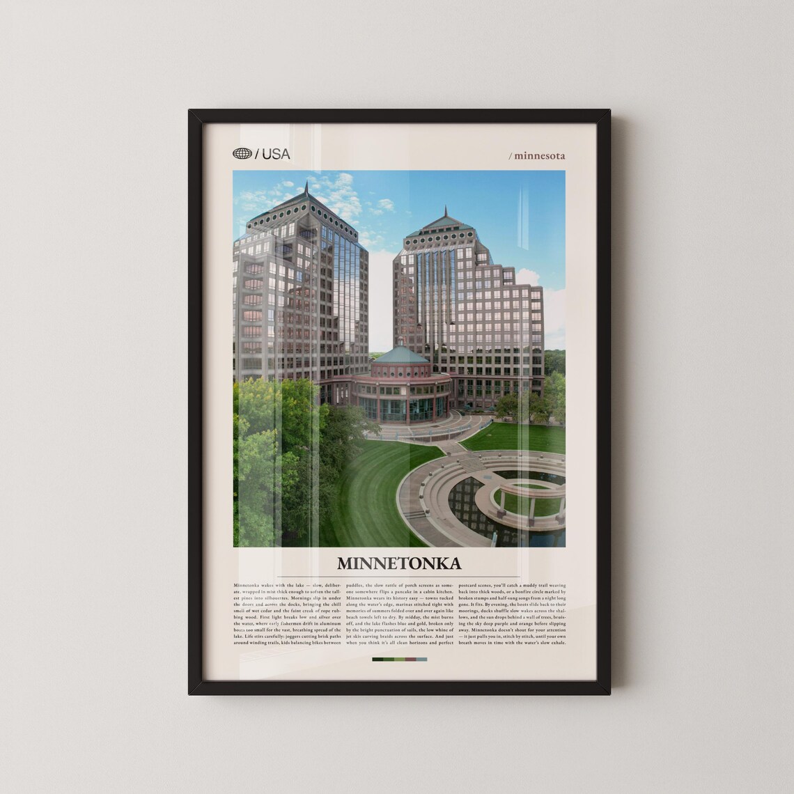 Minnetonka Minnesota Downtown Glass Towers Retro Travel Poster
