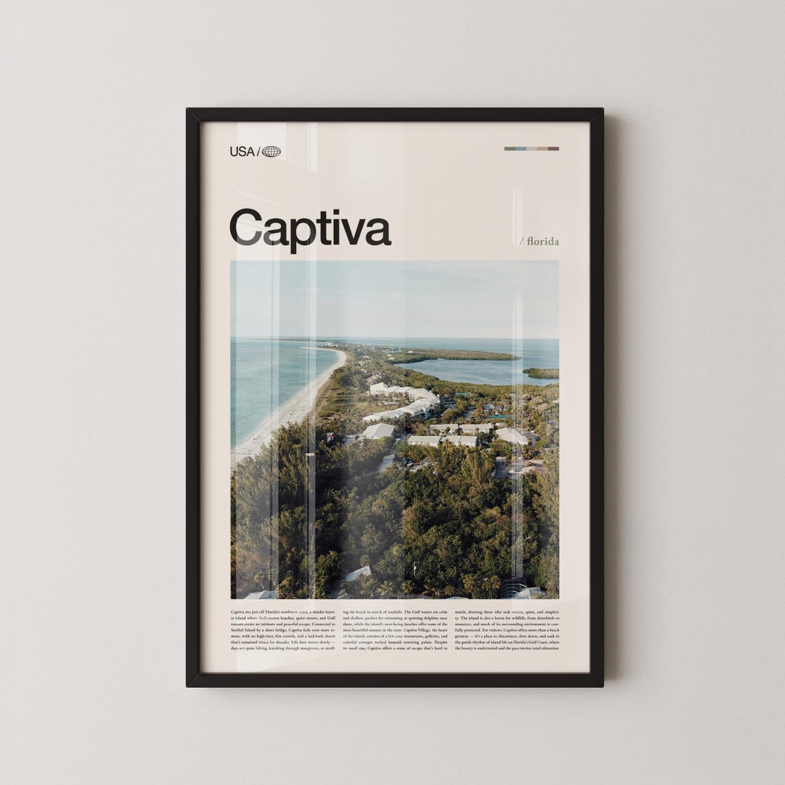 Captiva Florida Aerial Island View Photo Poster with Top Title Text