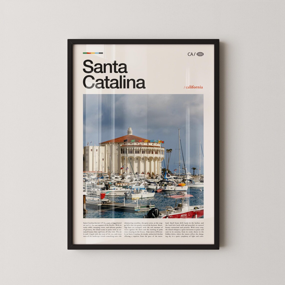 Santa Catalina Avalon Casino Marina Harbor Photo Travel Poster