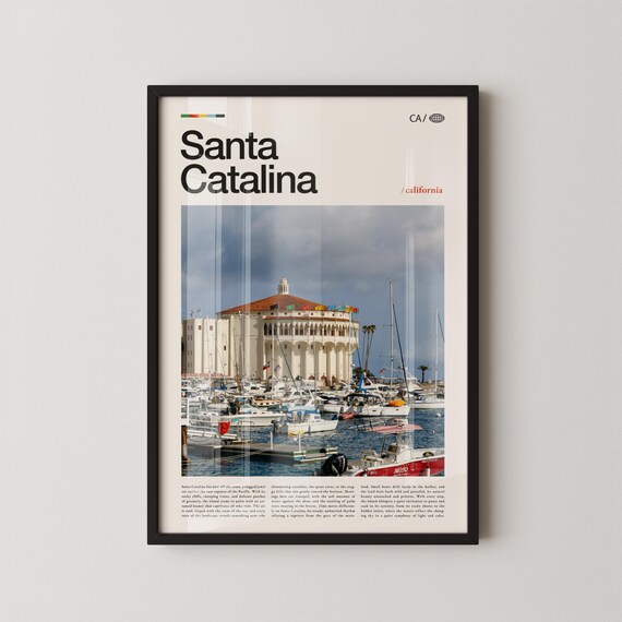 Santa Catalina Avalon Casino Marina Harbor Photo Travel Poster