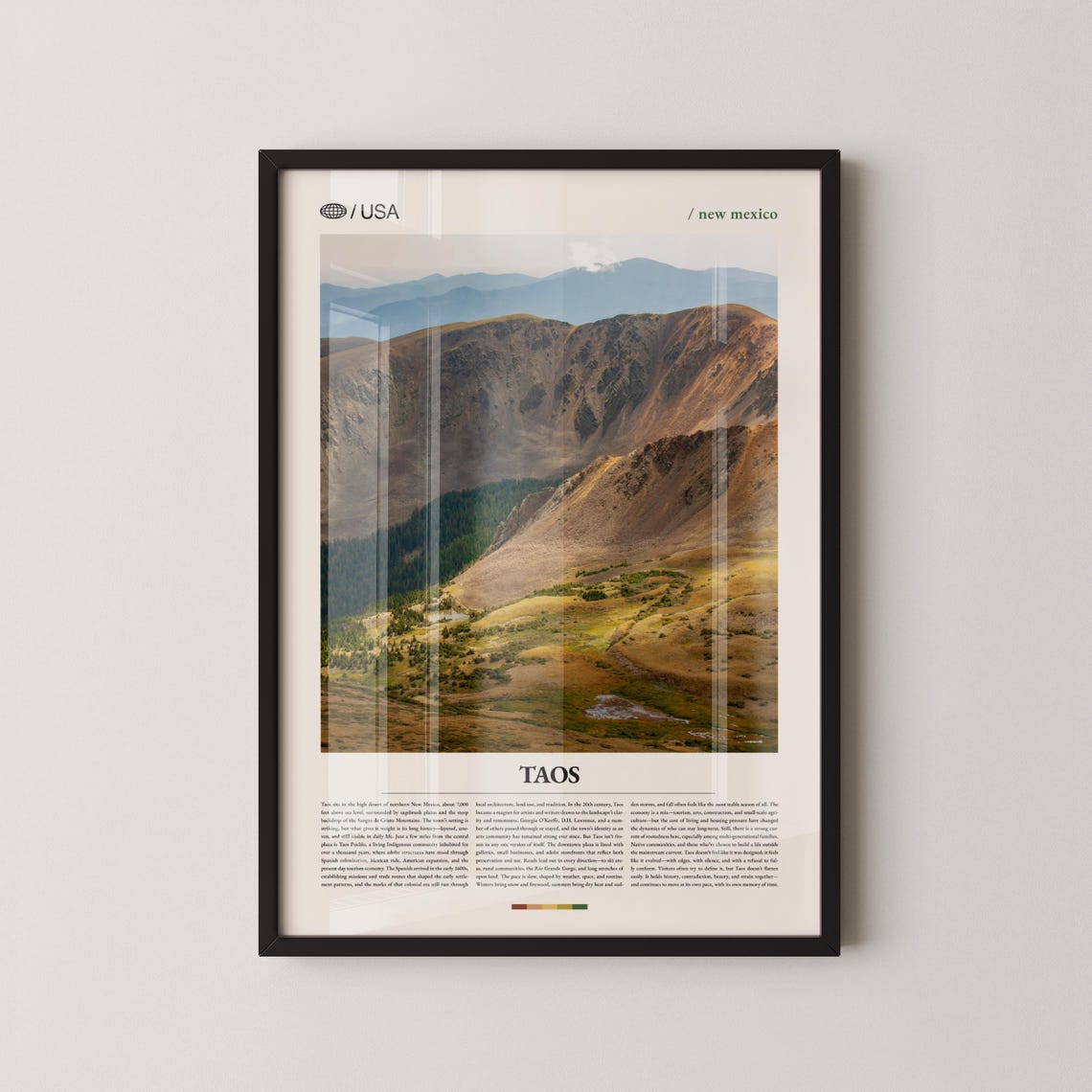 Taos New Mexico Mountain Valley Golden Landscape Editorial Poster