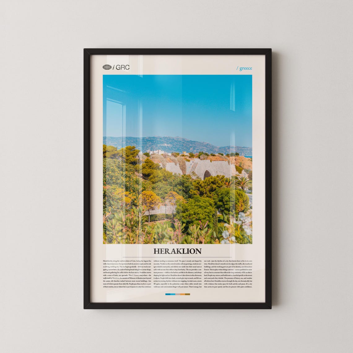 Heraklion Crete Coastal Fortress Mediterranean Blue Travel Art Poster