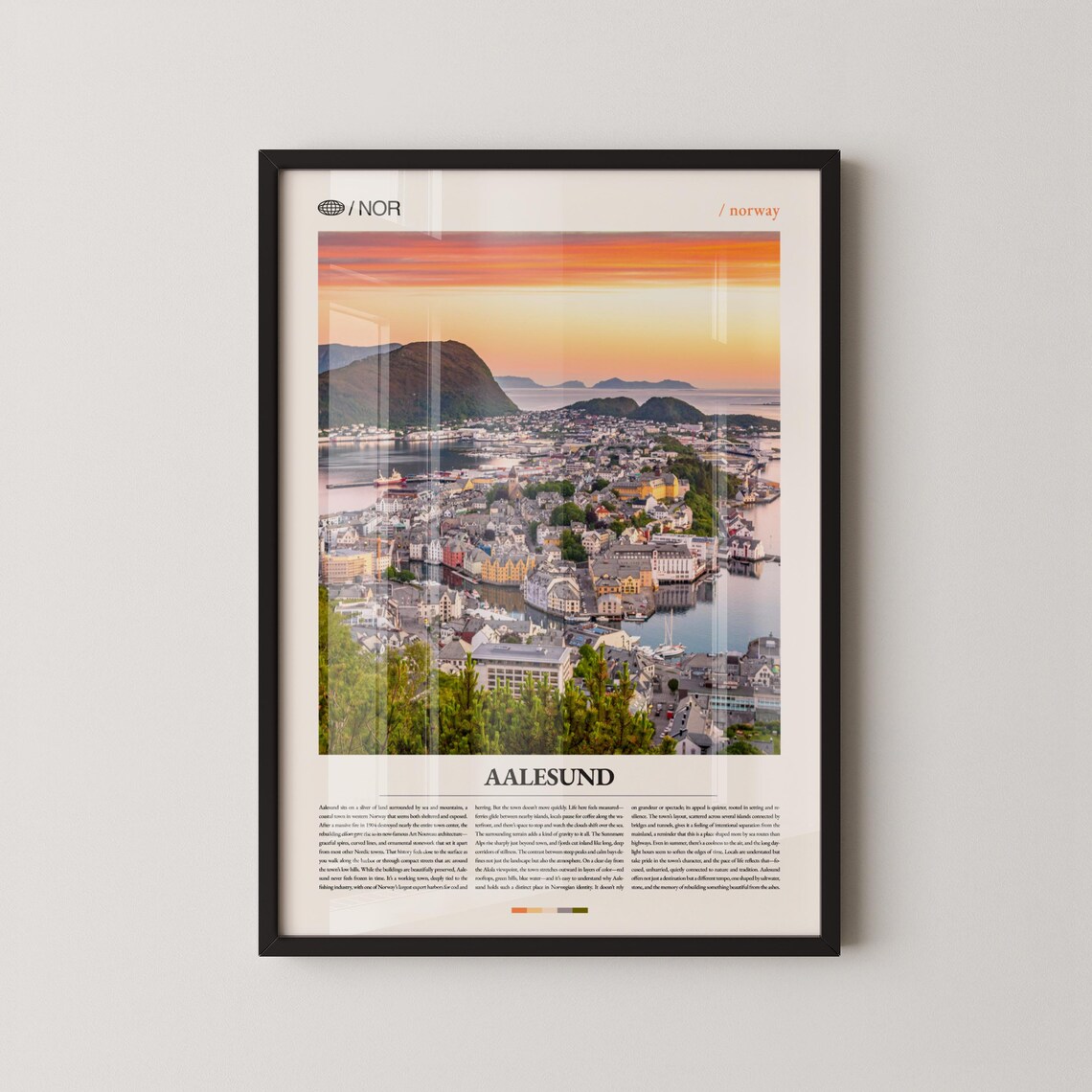 Aalesund Norway Harbor Bright Daytime Photo Travel Poster Artwork