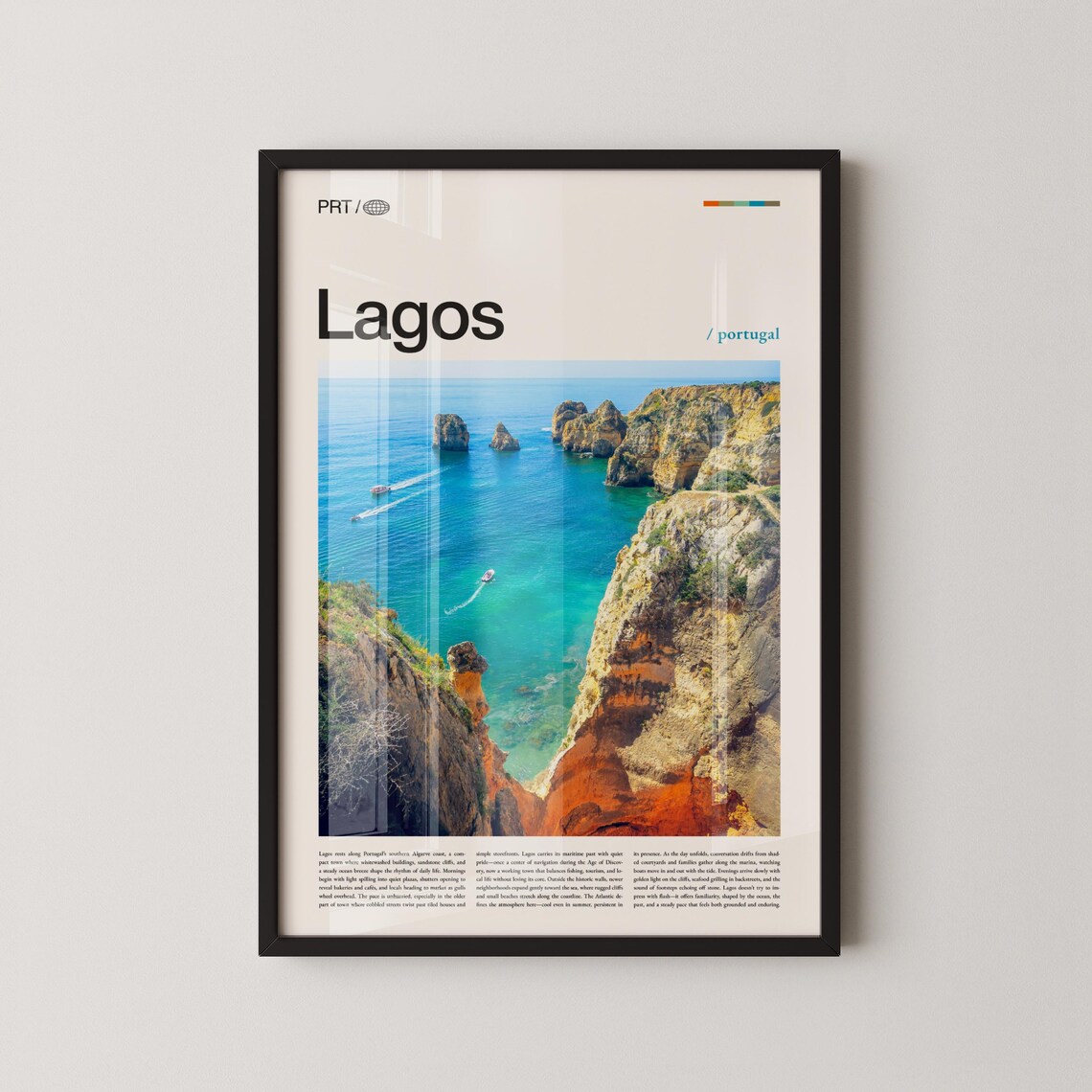 Lagos Portugal Algarve Cliffside Editorial Coastal Travel Poster