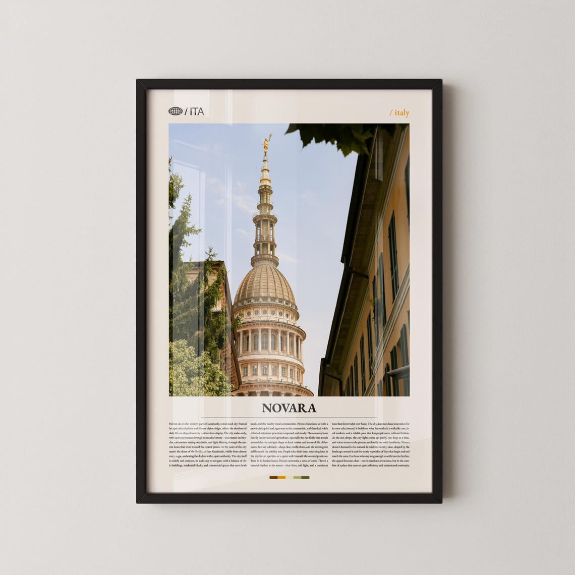 Novara Italy Historic Dome With Golden Spire Scenic Travel Poster