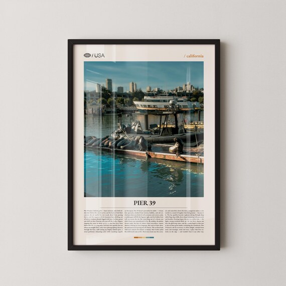 Pier 39 San Francisco Sea Lions Harbor Photo Modern Travel Poster