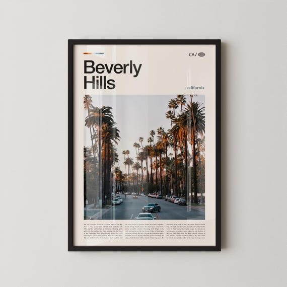 Beverly Hills Print Wall Art Poster Photo Rodeo Drive Gardens Park