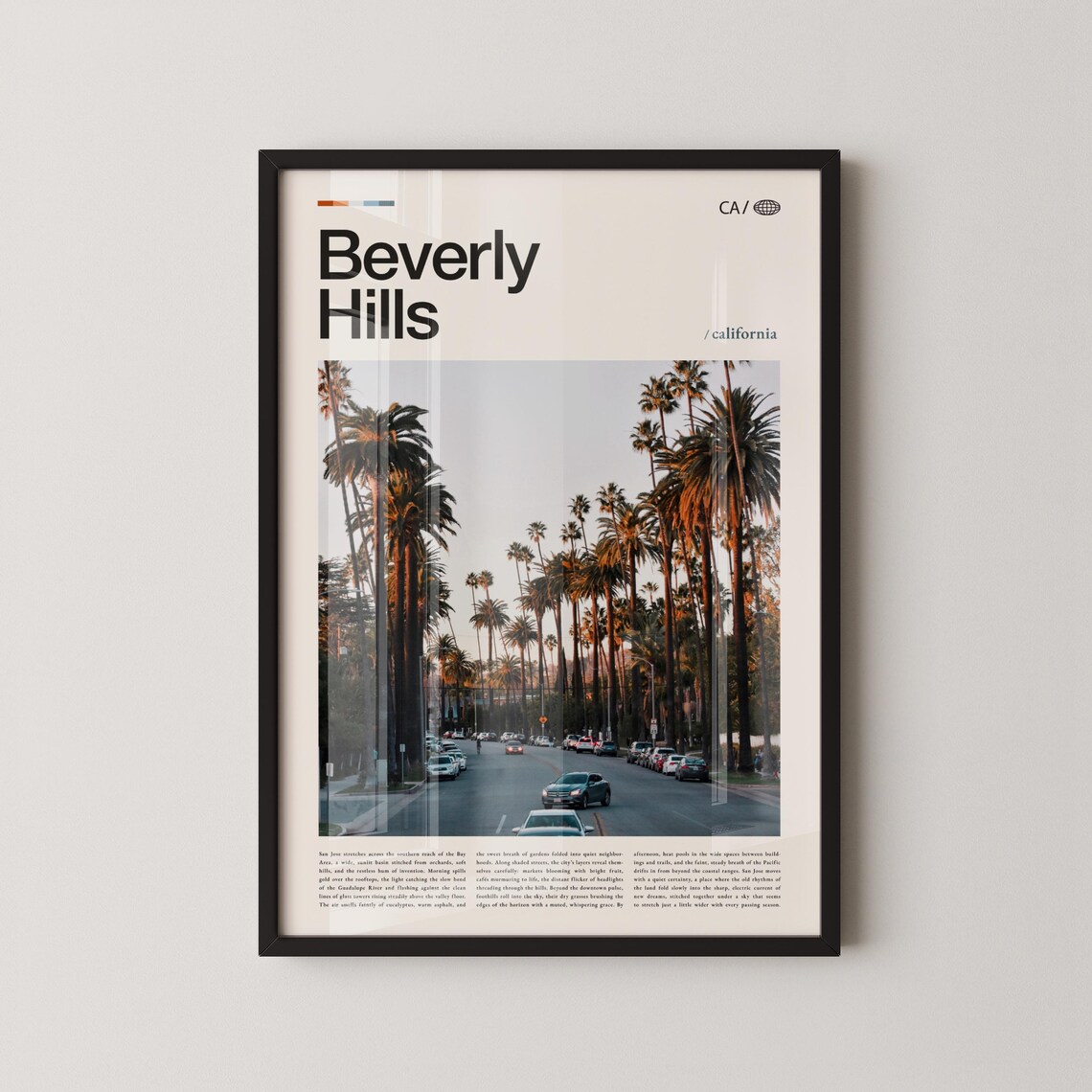 Beverly Hills Palm Lined Street Dusk Aerial Photo Travel Poster