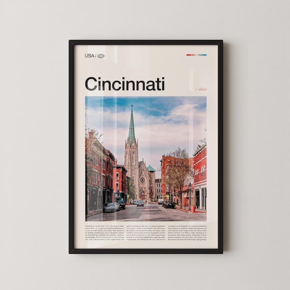 Cincinnati Ohio Bold Title Historic Church Street Photo Poster