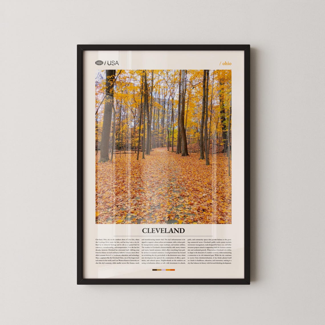 Cleveland Ohio Fall Forest Leafy Path Landscape Photo Poster