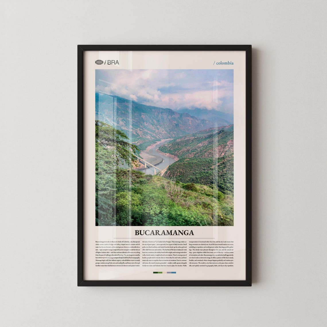 Bucaramanga Colombia Canyon River Valley Travel Photography Poster