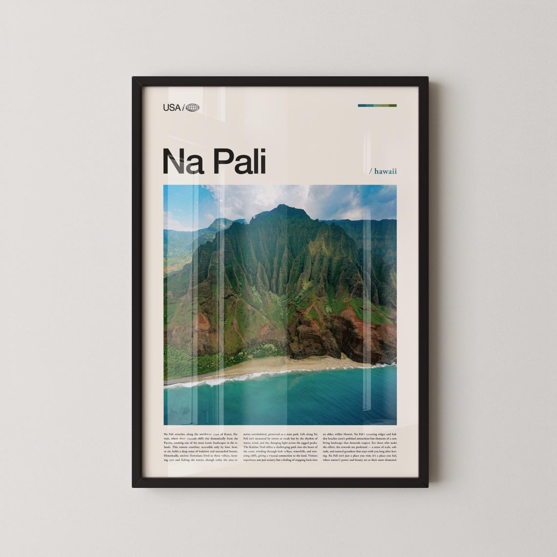 Na Pali Hawaii Emerald Cliffs Kauai Coast Photography Poster