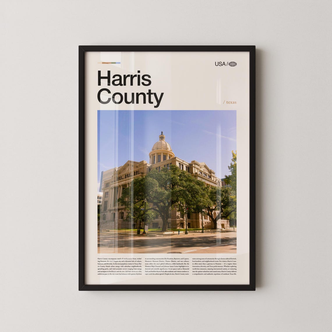 Harris County Texas Courthouse Domed Historic Landmark Travel Poster