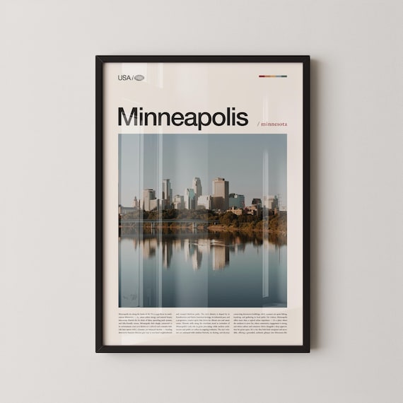 Minneapolis Minnesota Skyline Sunset River View Photo Poster