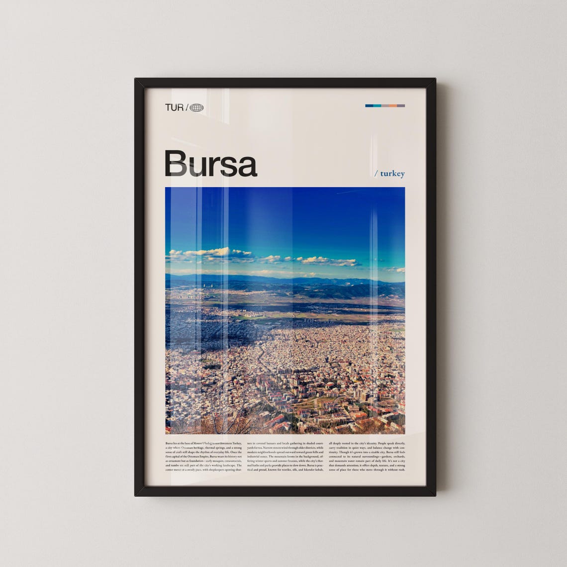 Bursa Turkey Panoramic City View Blue Sky Editorial Travel Poster