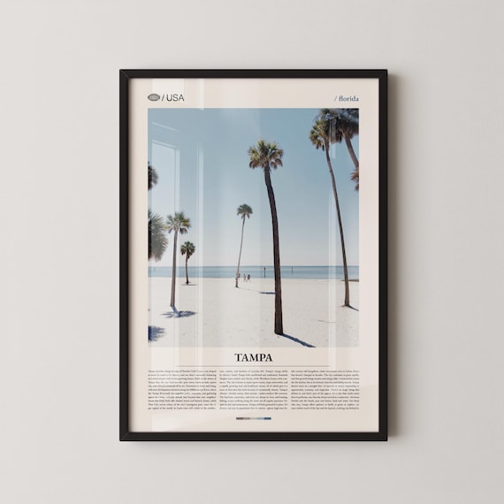 Tampa Florida White Sand Beach With Tall Palm Trees Photo Poster