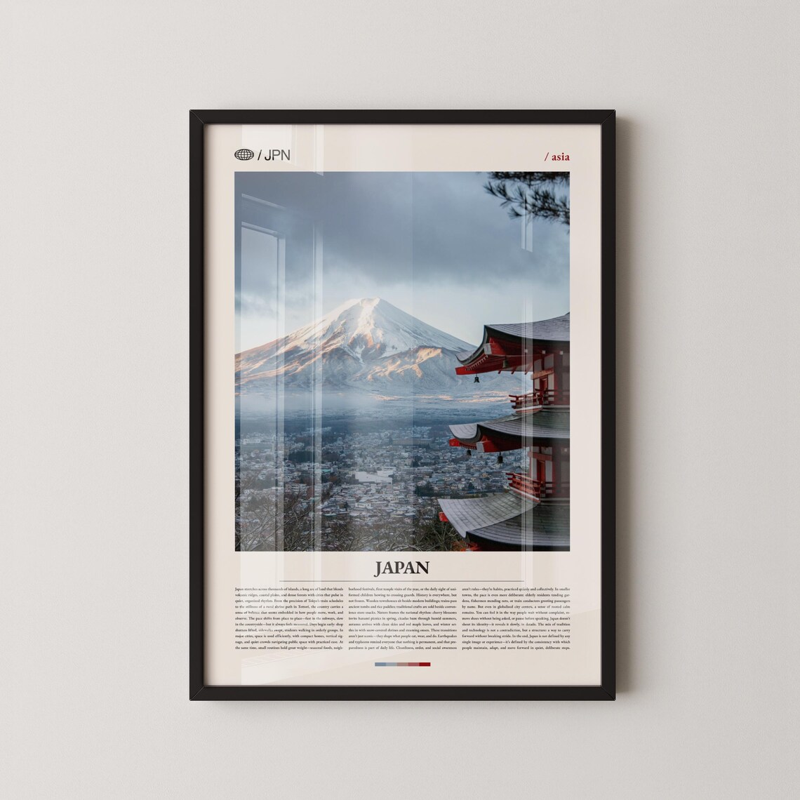 Japan Mount Fuji Pagoda Snowcapped Landscape Asia Photography Poster