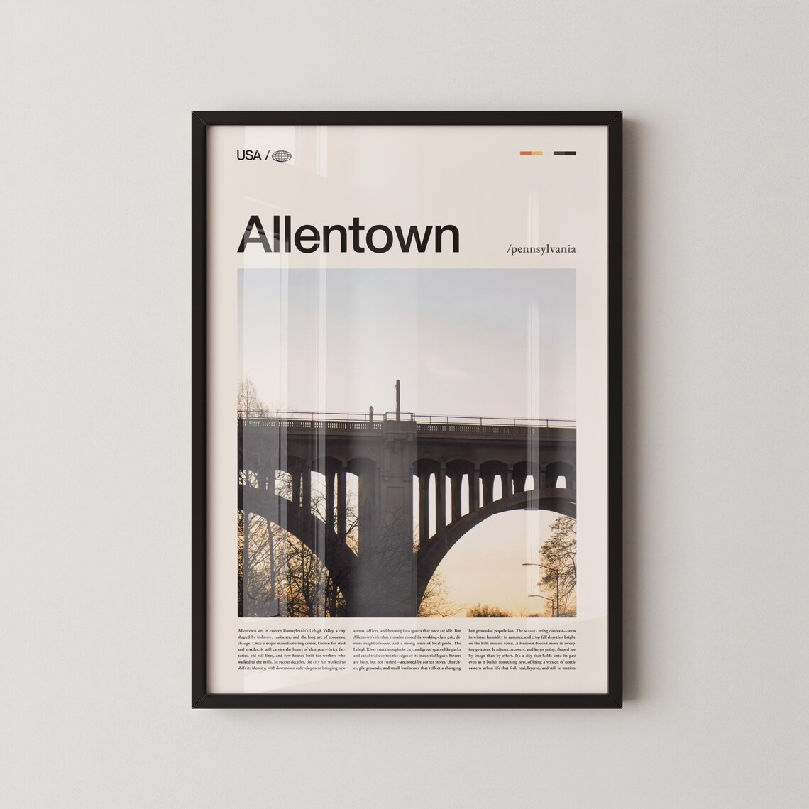 Allentown Pennsylvania Stone Bridge Photo City Travel Poster