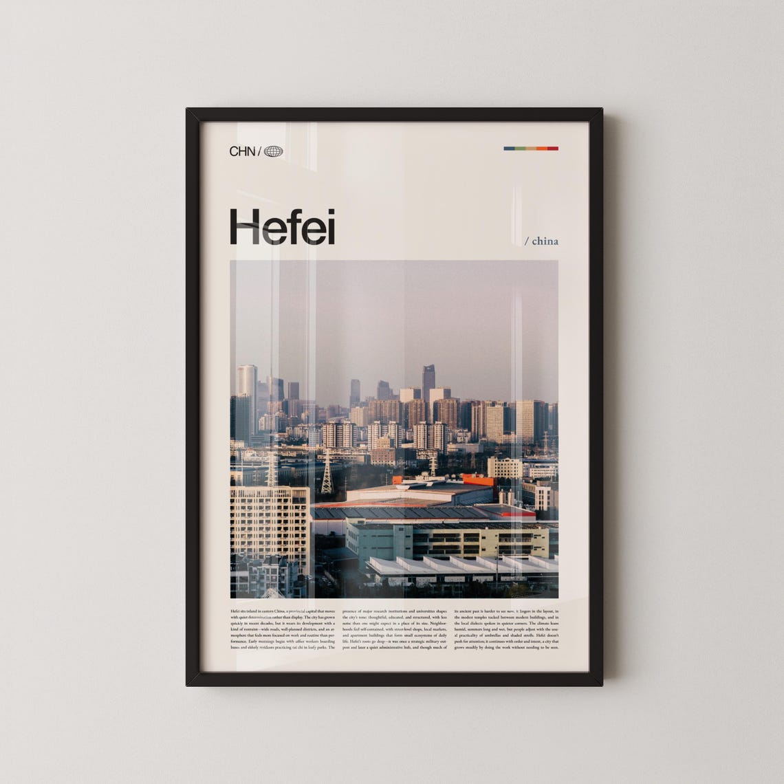 Hefei China Modern Downtown City Skyline Photography Travel Poster