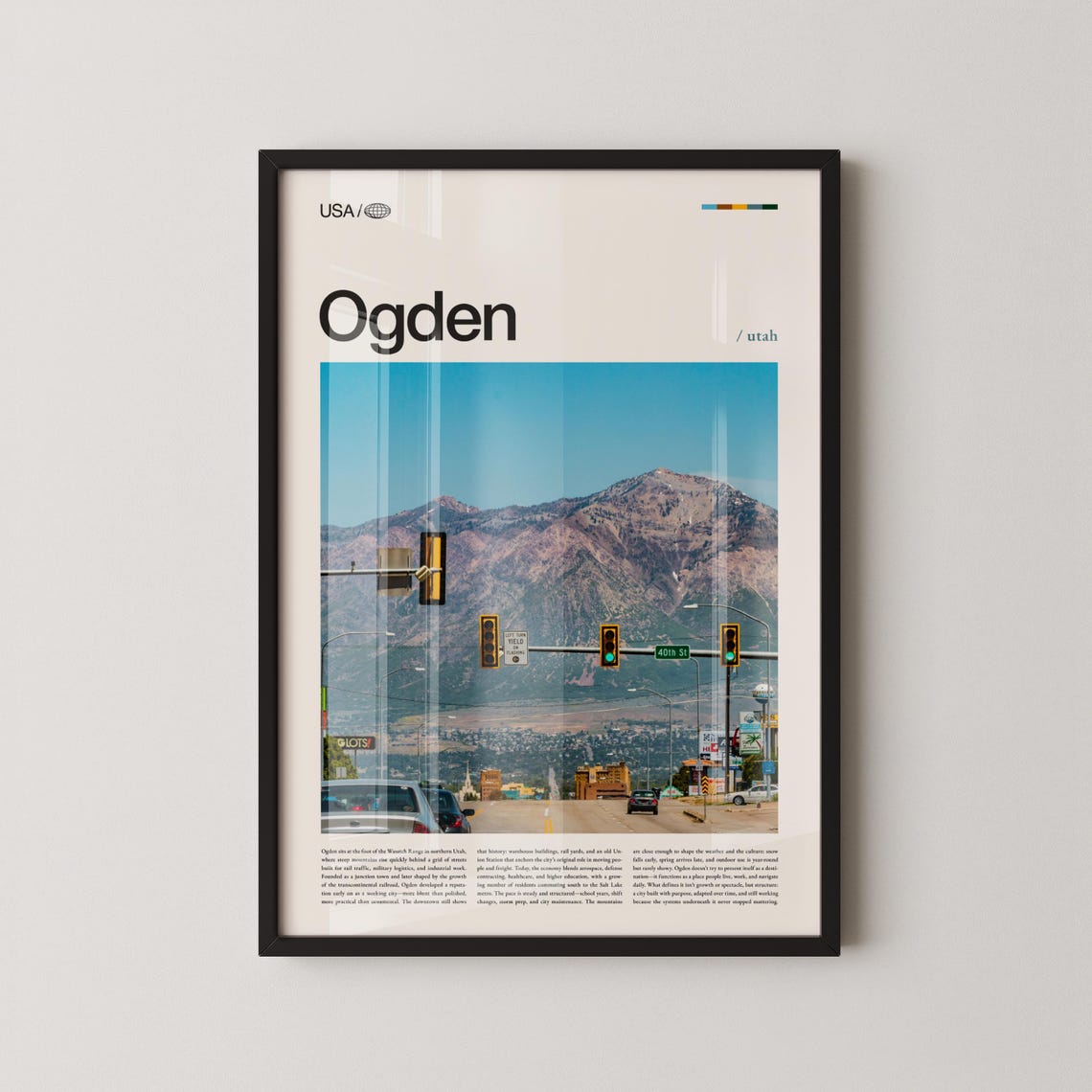 Ogden Utah Wasatch Mountain Street Downtown Cityscape Travel Poster