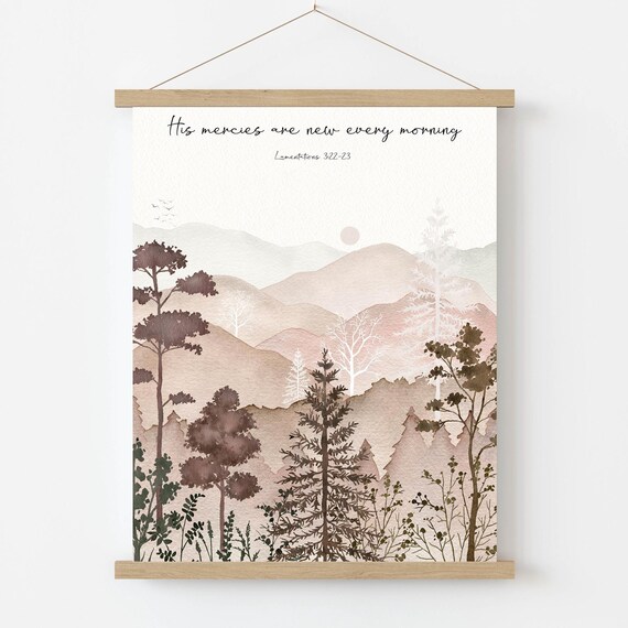 His Mercies Are New Every Morning Mountain Scripture Art Print