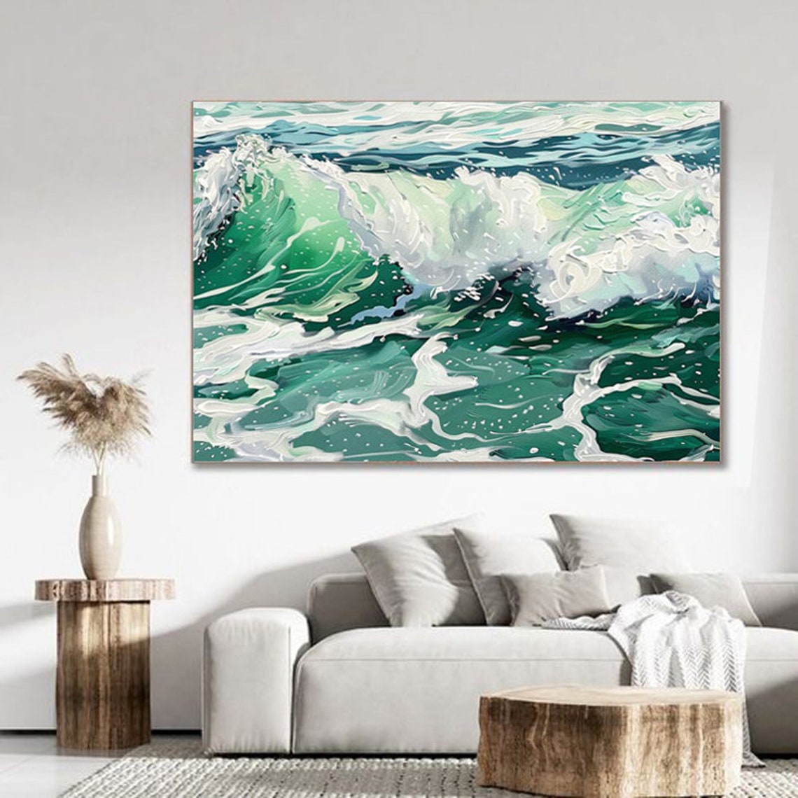 Emerald Green Crashing Wave With White Foam Abstract Panoramic Poster - Image 5