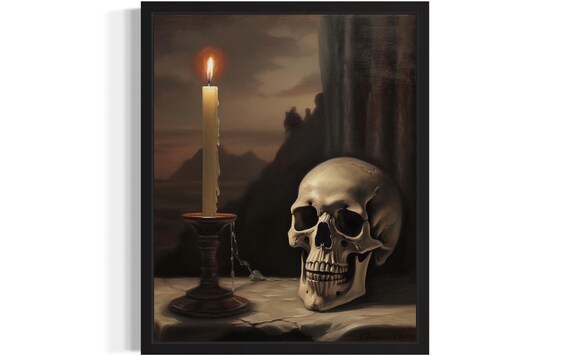 Vanitas Skull And Burning Candle Still Life Painting Art Poster