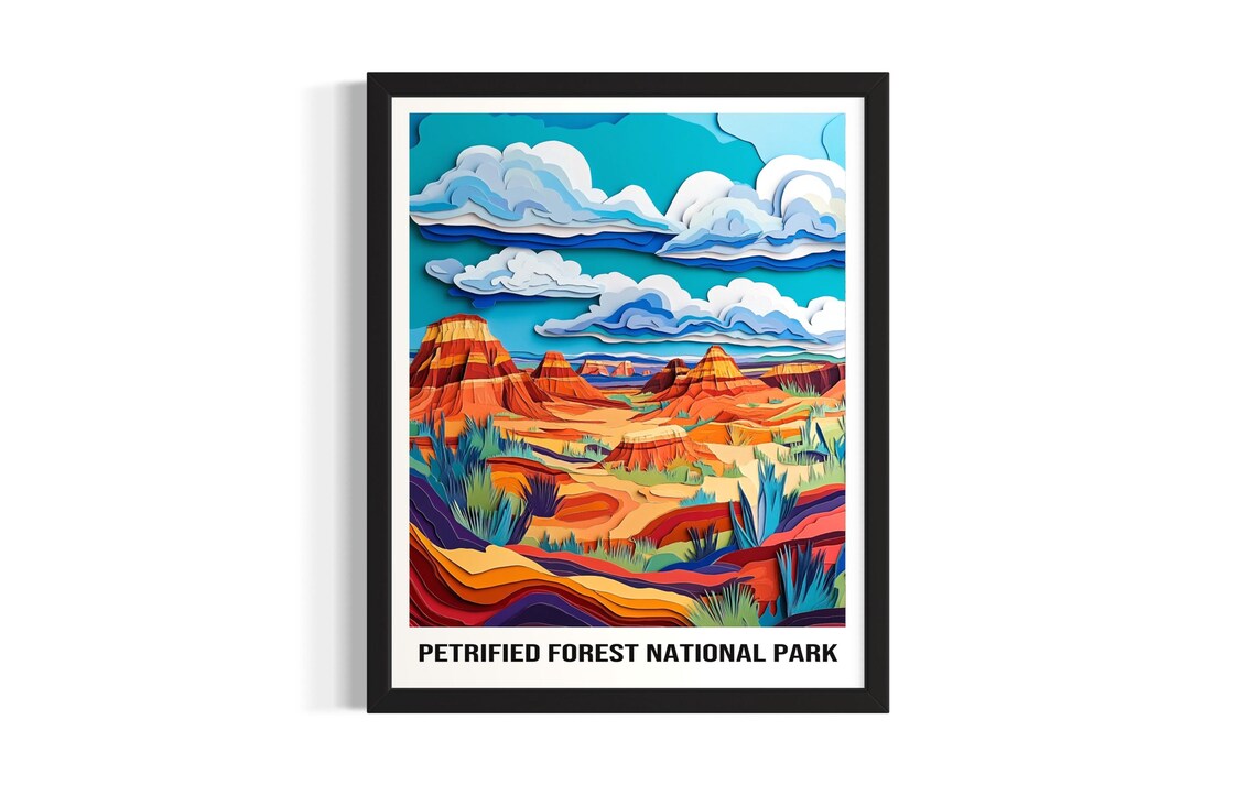 Petrified Forest National Park Painted Desert Mesa Sunset Art Poster