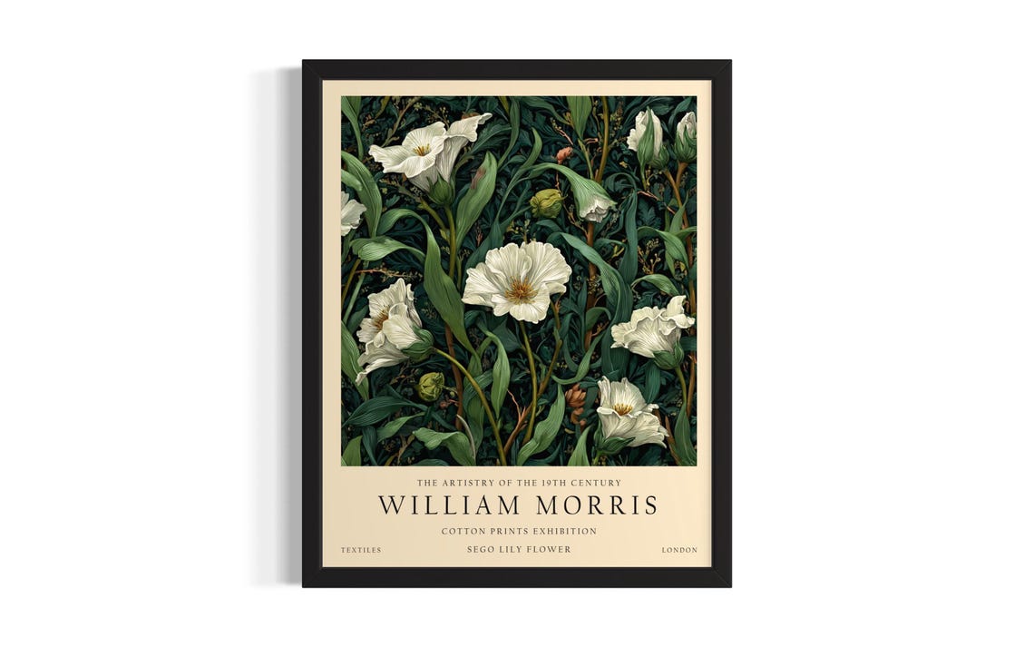 William Morris Sego Lily Flower Vintage Botanical Floral Poster
