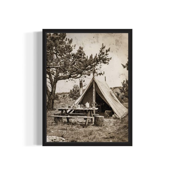 Cowboy Camp Poster Art Print Vintage Gothic Wall Art Painting Decor Photo