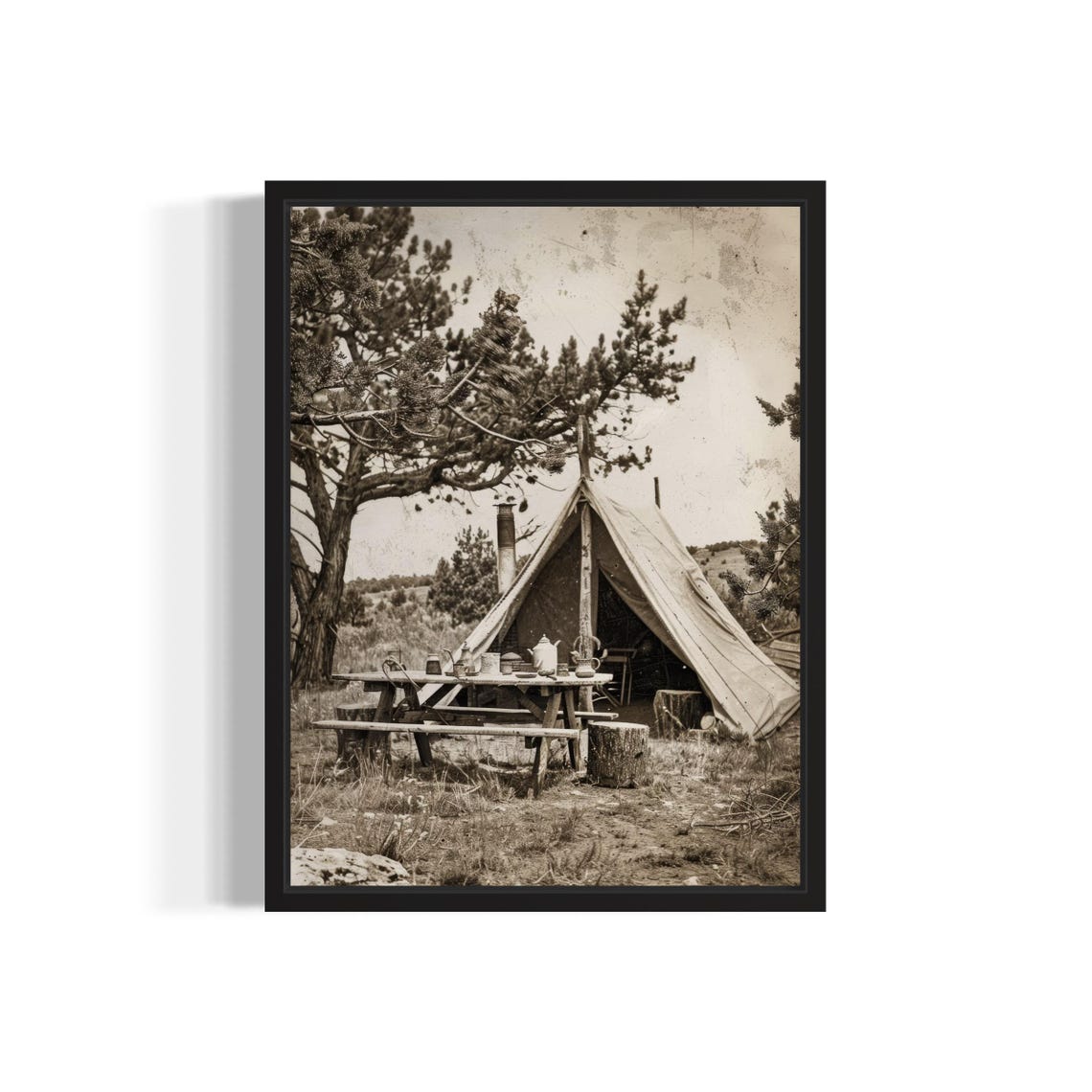 Cowboy Camp Poster Art Print Vintage Gothic Wall Art Painting Decor Photo