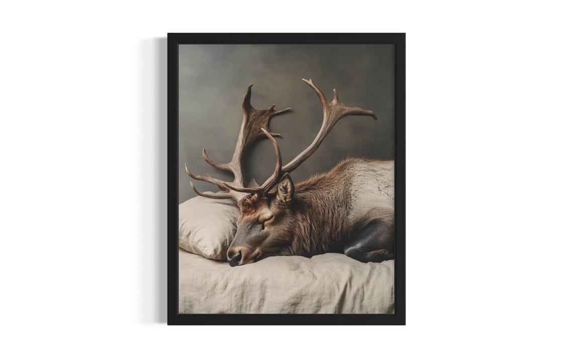 Elk Animal Bedroom Poster Art Print Wall Original Painting Artwork Decor