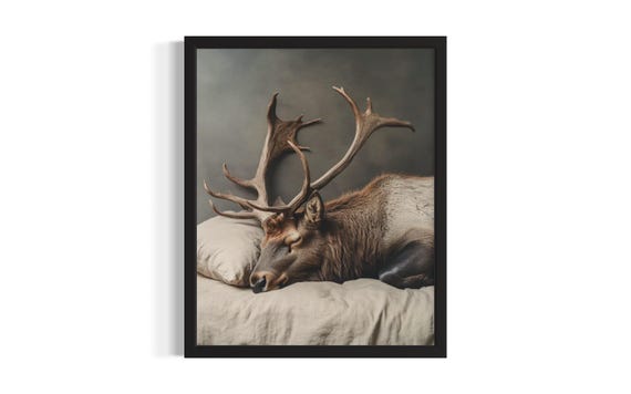Elk Animal Bedroom Poster Art Print Wall Original Painting Artwork Decor
