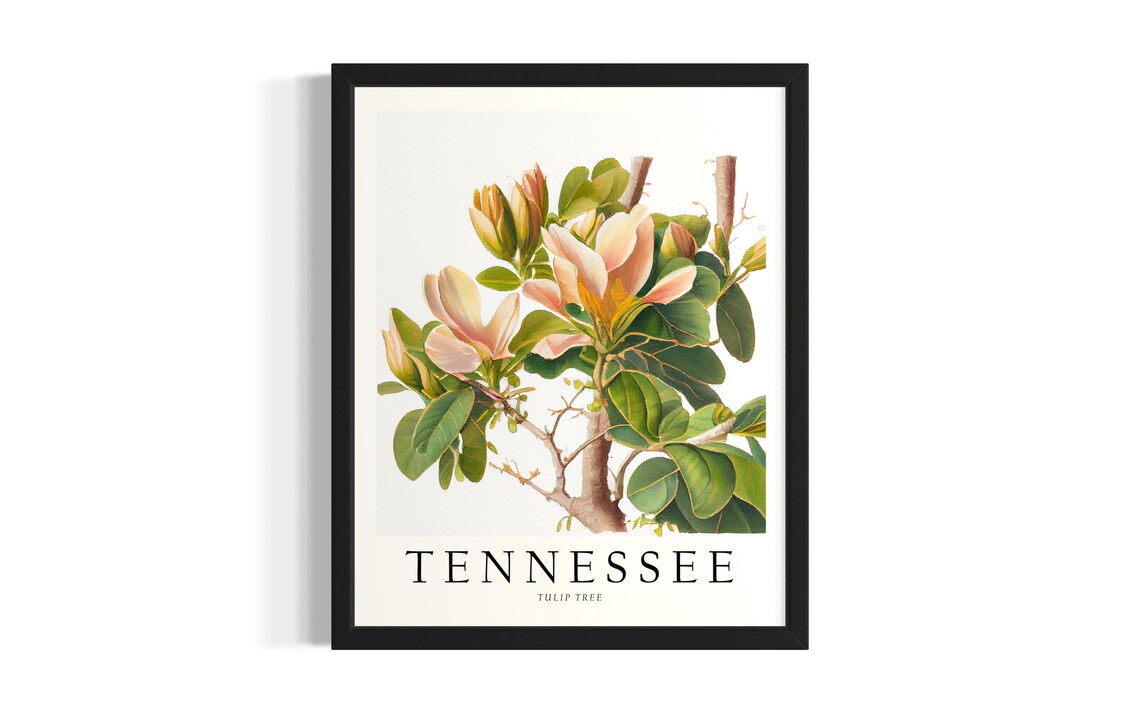 Tennessee Tulip Tree Botanical Watercolor Blossoms Art Poster