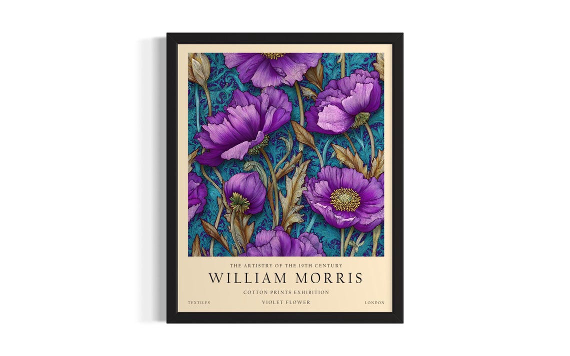 William Morris Violet Flower Vintage Botanical Floral Art Poster