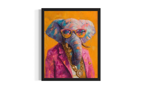Elephant Animal Poster Art Print Living Room Wall Original Painting Artwork Decor