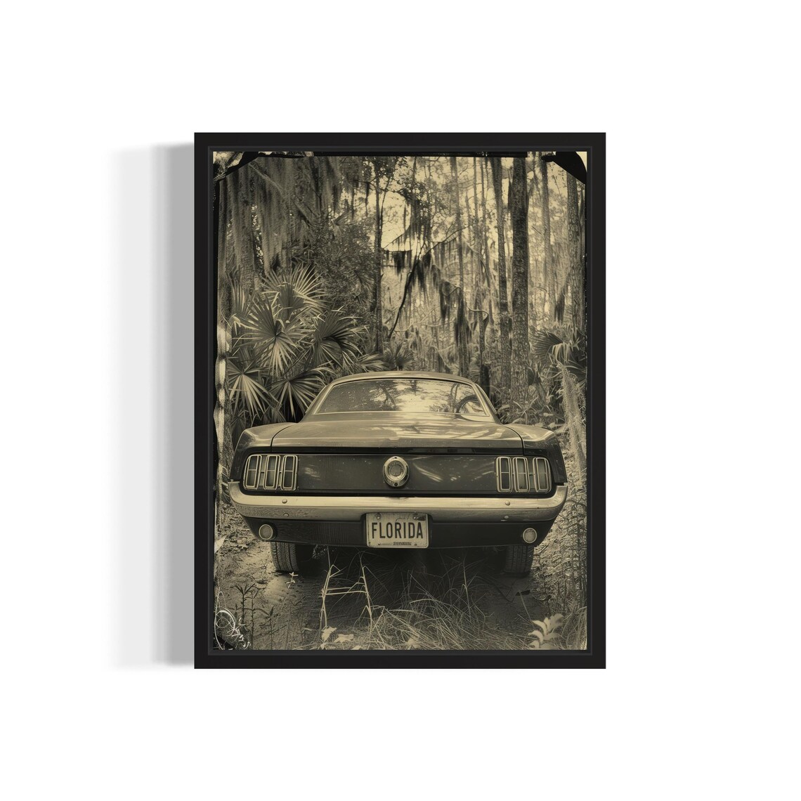 Red Classic Volkswagen Beetle Convertible Forest Creek Poster