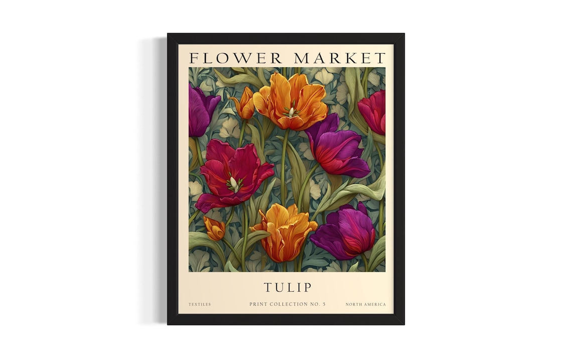 Flower Market Tulip Botanical Vintage Floral Spring Art Poster