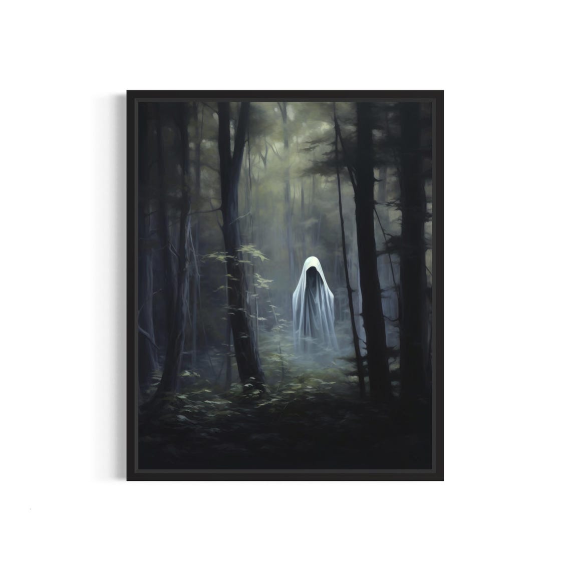 Ghost In Forest Art Print Vintage Gothic Wall Art Painting Decor Photo