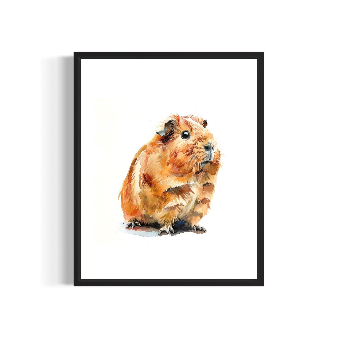 Adorable Golden Guinea Pig With Gentle Eyes Watercolor Pet Poster