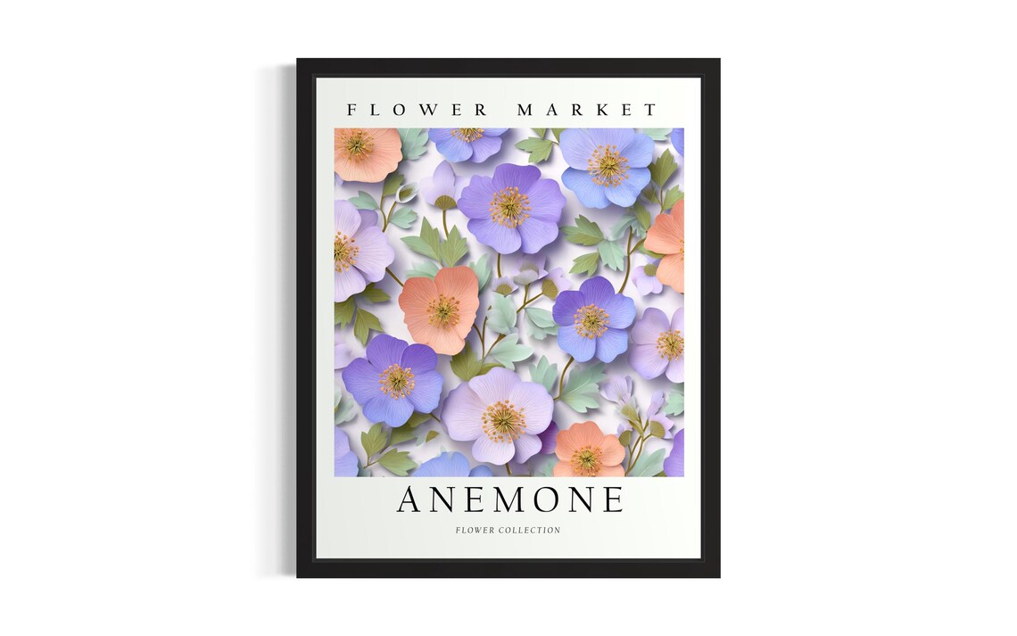Flower Market Anemone Bloom Art 3D Paper Flower Collection Poster