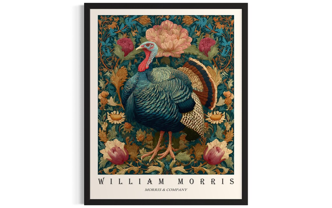 William Morris Turkey Portrait Vintage Floral Tapestry Poster