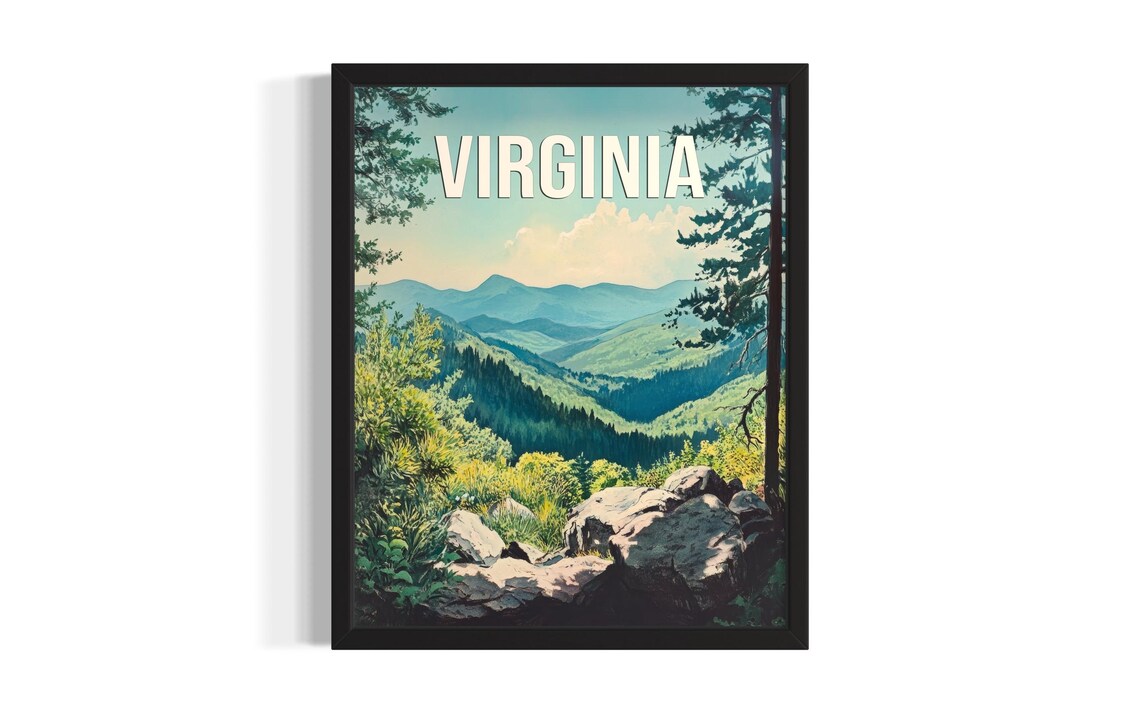 Virginia Blue Ridge Mountains Misty Peaks Overlook Scenic Poster