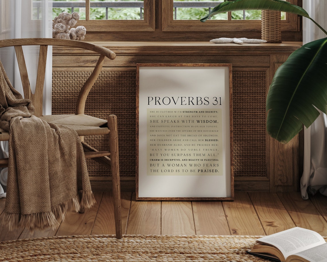 Proverbs 31 Woman Strength Dignity Full Text Scripture Print - Image 4