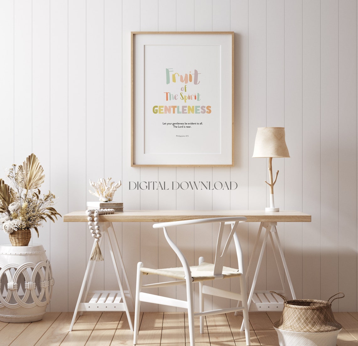 Fruit Of The Spirit Gentleness Kids Nursery Room Wall Art Galatians 522 Christian Kids Nursery Church Sunday School Wall Art - Image 3